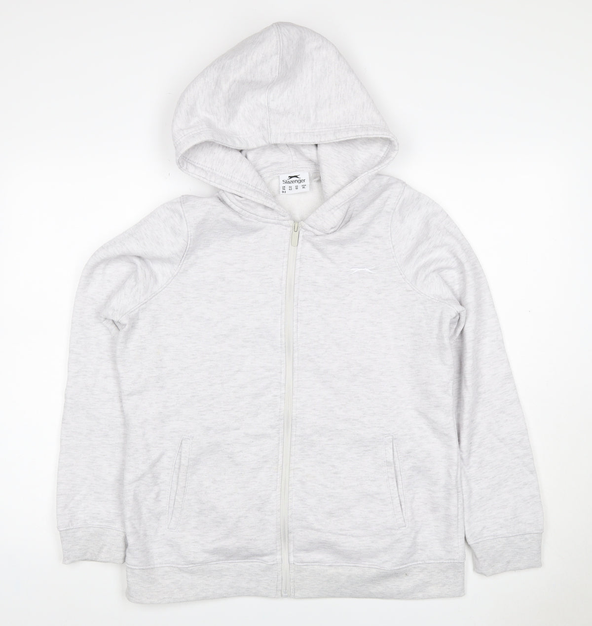 Slazenger Women Grey UK 14 Full Zip Hooded Fleece Hoodie