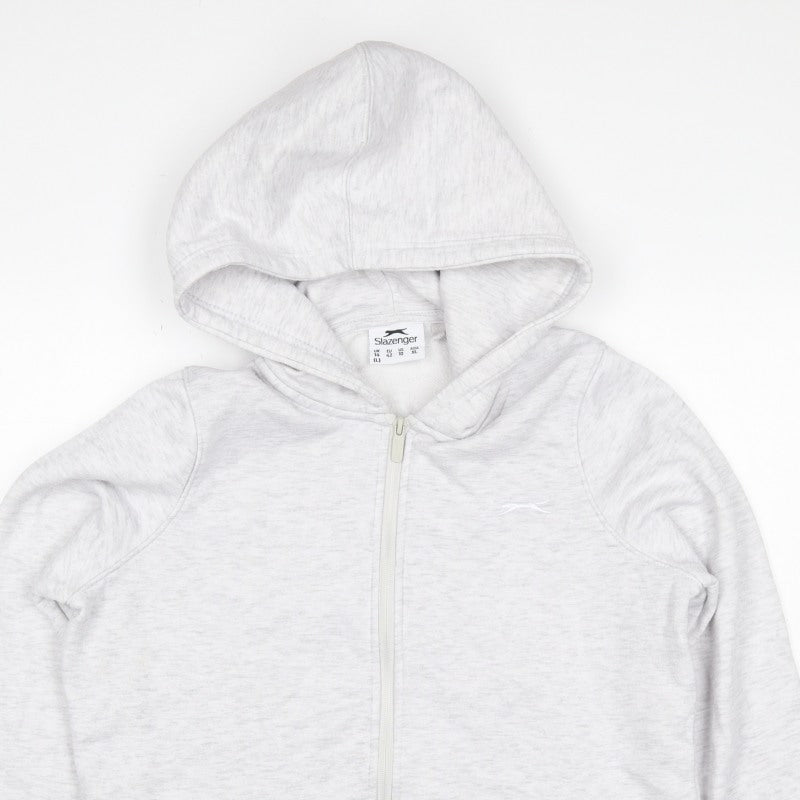Slazenger Women Grey UK 14 Full Zip Hooded Fleece Hoodie