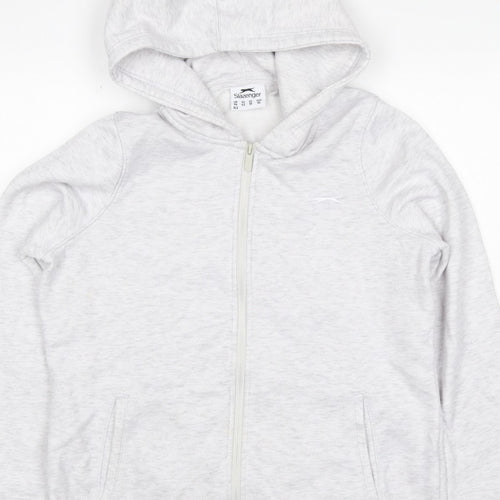 Slazenger Women Grey UK 14 Full Zip Hooded Fleece Hoodie