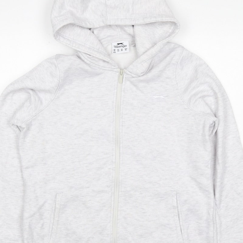Slazenger Women Grey UK 14 Full Zip Hooded Fleece Hoodie