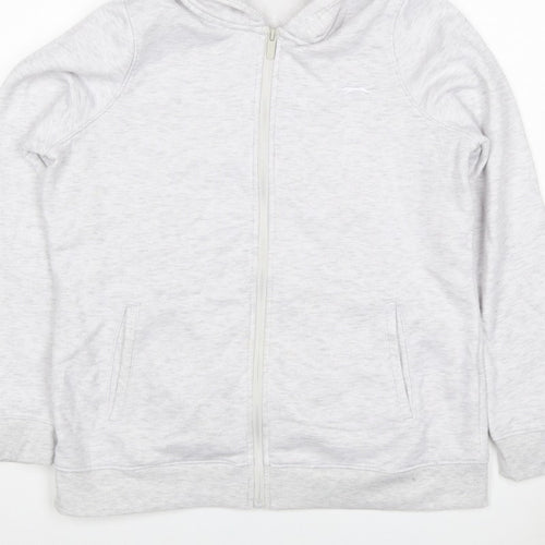 Slazenger Women Grey UK 14 Full Zip Hooded Fleece Hoodie