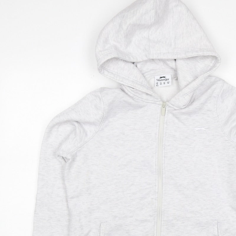 Slazenger Women Grey UK 14 Full Zip Hooded Fleece Hoodie