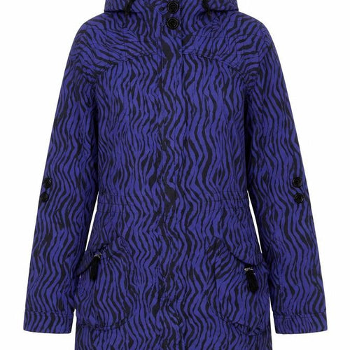 Dunnes Women Blue Zebra Print Hooded Anorak Jacket UK 16 Drawstring