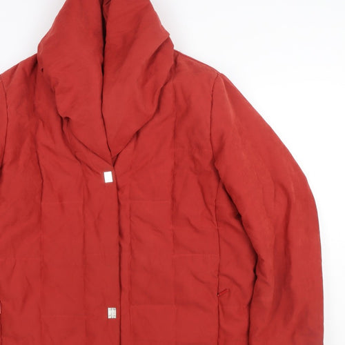 Palmiore Women Red UK 14 Hooded Padded Mid-Length Puffer Coat
