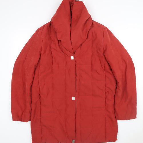 Palmiore Women Red UK 14 Hooded Padded Mid-Length Puffer Coat