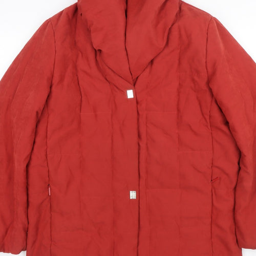 Palmiore Women Red UK 14 Hooded Padded Mid-Length Puffer Coat