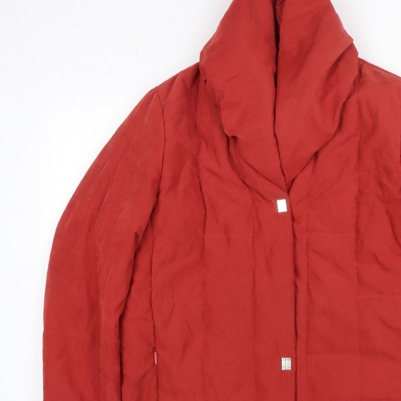 Palmiore Women Red UK 14 Hooded Padded Mid-Length Puffer Coat