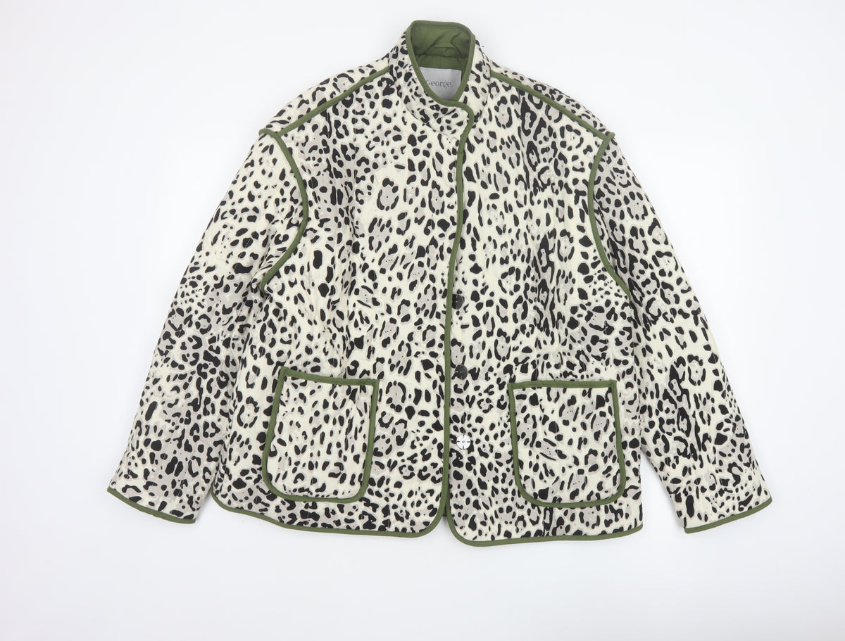 Back view of George Women Multicoloured M 12-14 Leopard Print Quilted Padded Jacket