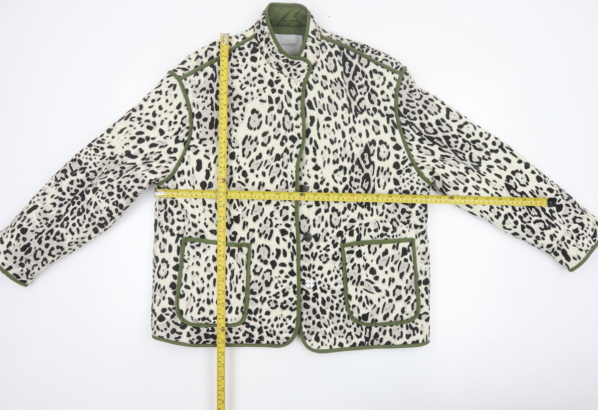 Close-up detail of George Women Multicoloured M 12-14 Leopard Print Quilted Padded Jacket