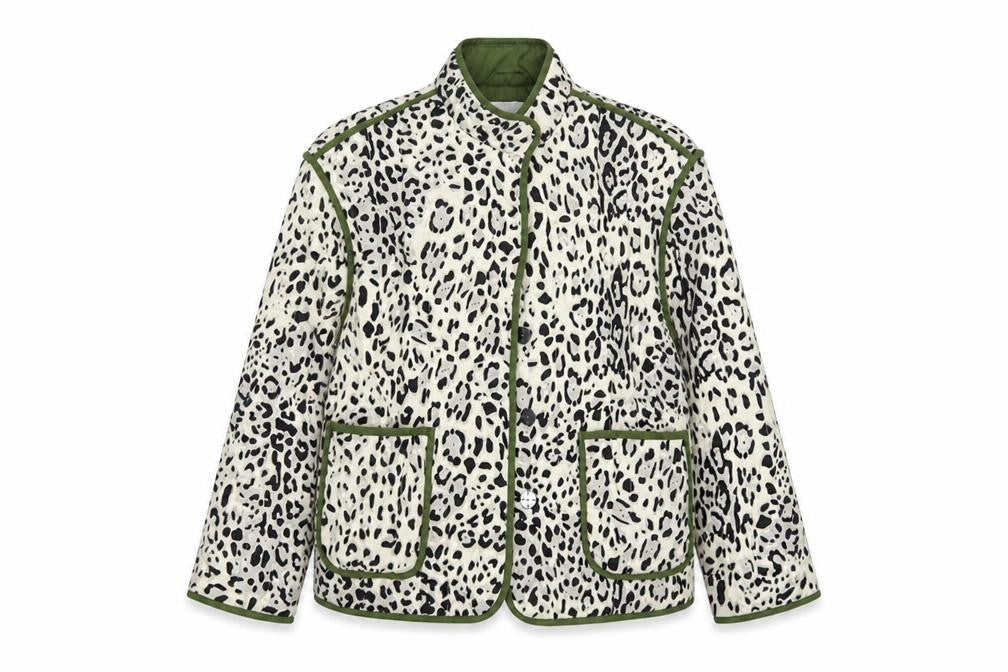 Front view of George Women Multicoloured M 12-14 Leopard Print Quilted Padded Jacket