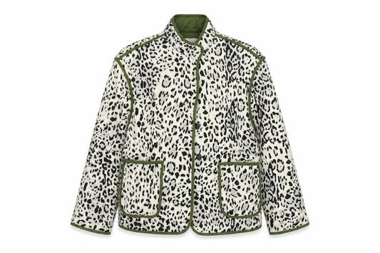 Front view of George Women Multicoloured M 12-14 Leopard Print Quilted Padded Jacket