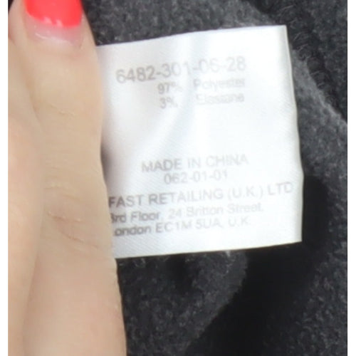 Uniqlo Women Grey Size 16 Basic Fleece V-Neck Long Sleeve Top