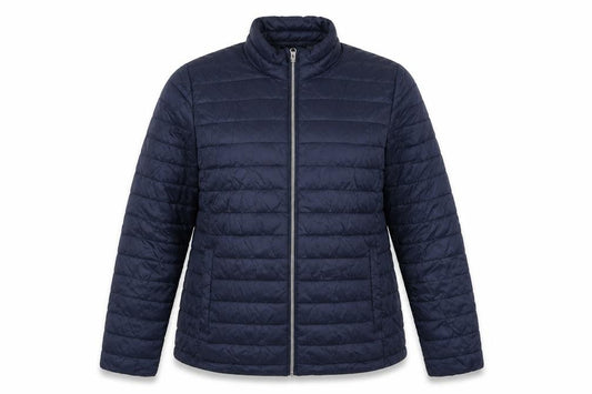 Front view of Esmara Women’s Blue UK 16/18 Quilted Puffer Jacket Full Zip