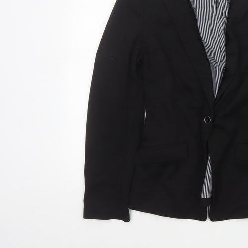 H&M Women Black UK 8 Single-Breasted Tailored Blazer Jacket