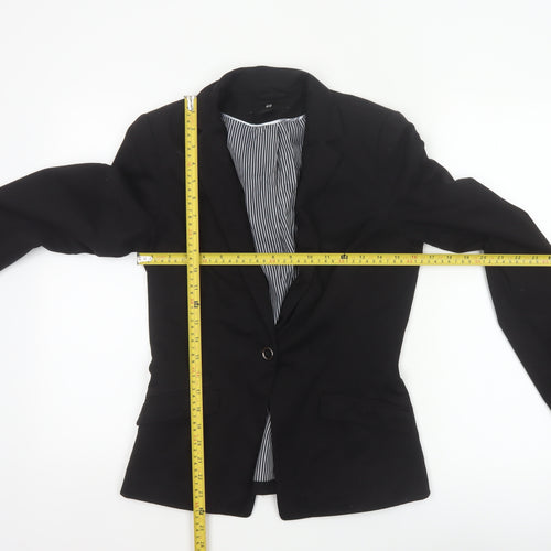 H&M Women Black UK 8 Single-Breasted Tailored Blazer Jacket