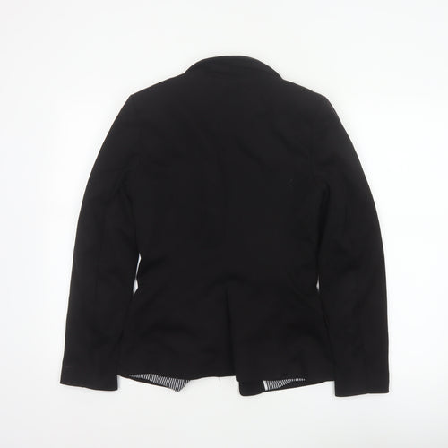 H&M Women Black UK 8 Single-Breasted Tailored Blazer Jacket
