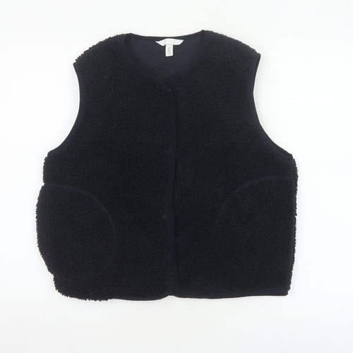 H&M Women's Black Size 10 Teddy Fleece Snap Bodywarmer Waistcoat