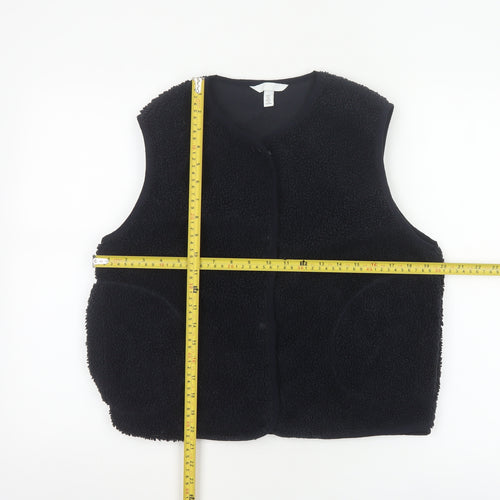 H&M Women's Black Size 10 Teddy Fleece Snap Bodywarmer Waistcoat