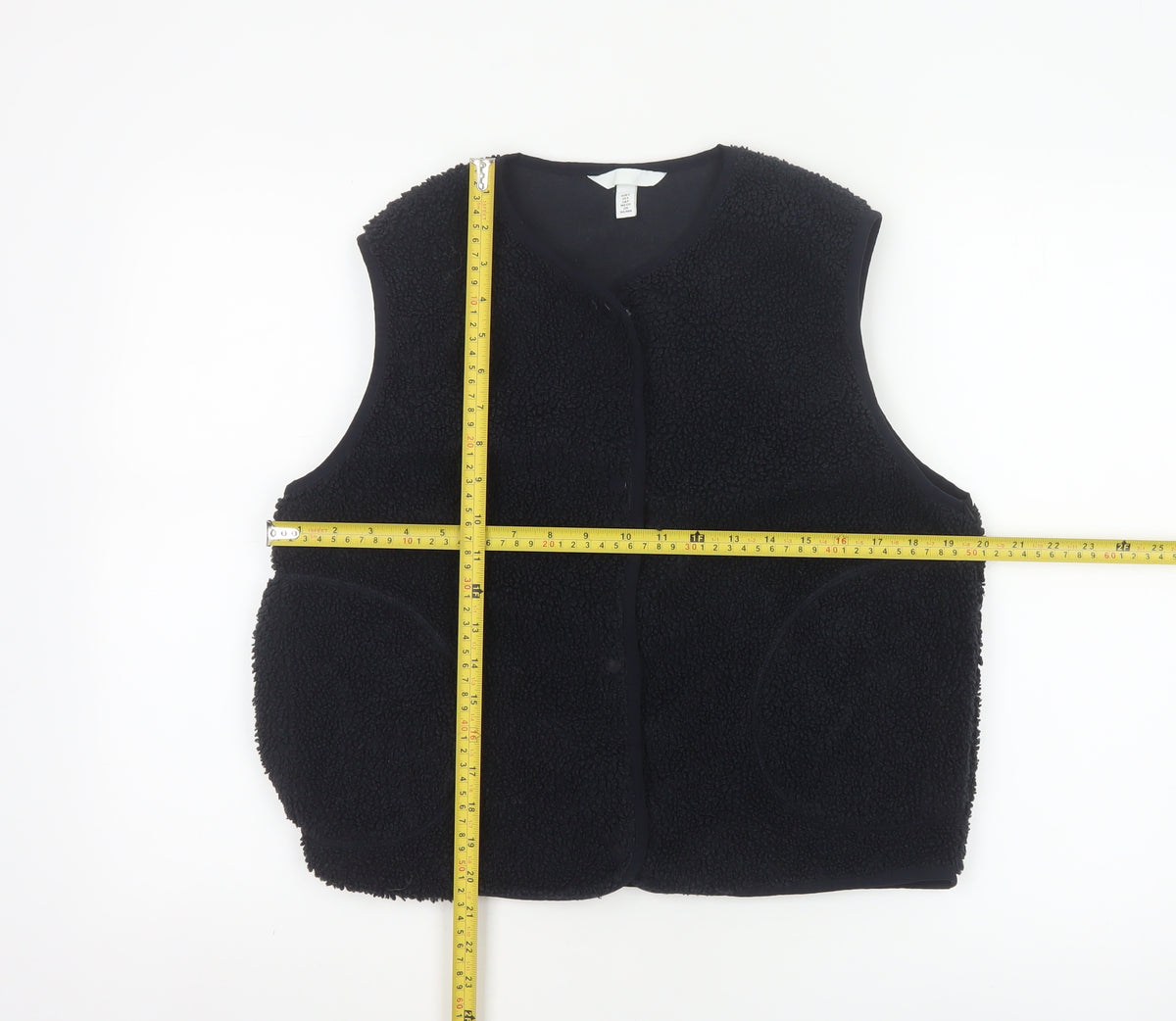 H&M Women's Black Size 10 Teddy Fleece Snap Bodywarmer Waistcoat