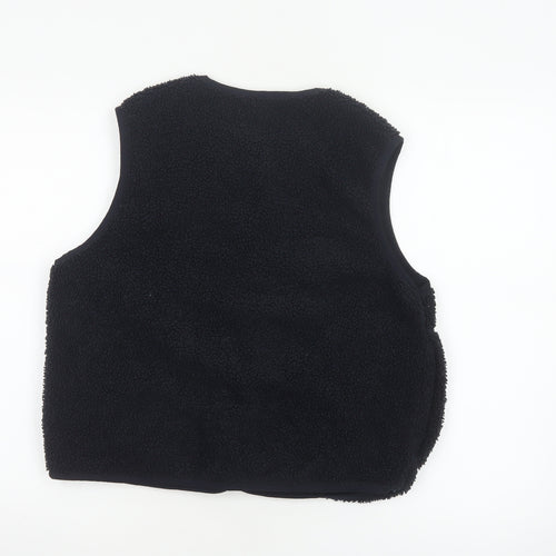 H&M Women's Black Size 10 Teddy Fleece Snap Bodywarmer Waistcoat