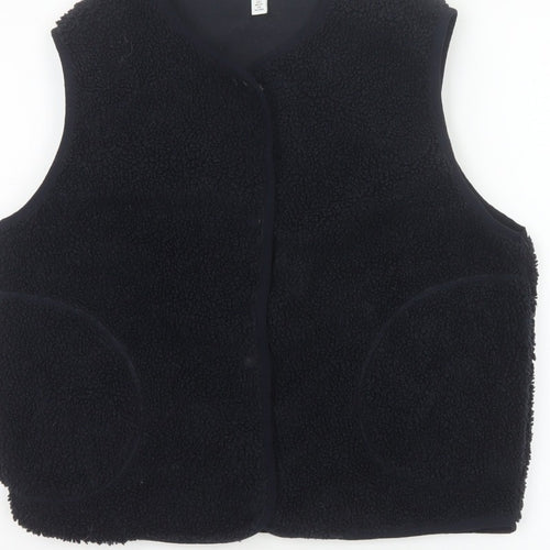 H&M Women's Black Size 10 Teddy Fleece Snap Bodywarmer Waistcoat