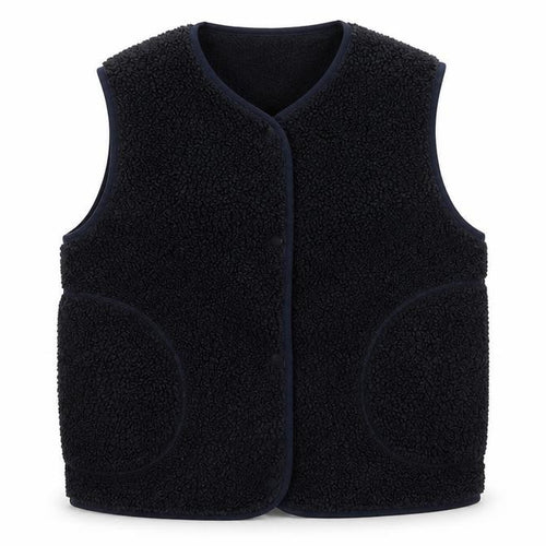 H&M Women's Black Size 10 Teddy Fleece Snap Bodywarmer Waistcoat