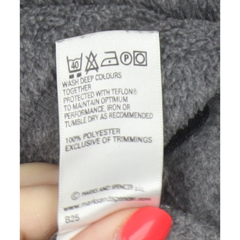 Marks & Spencer Men's Grey XL Fleece Full Zip Basic Jacket Stand Collar