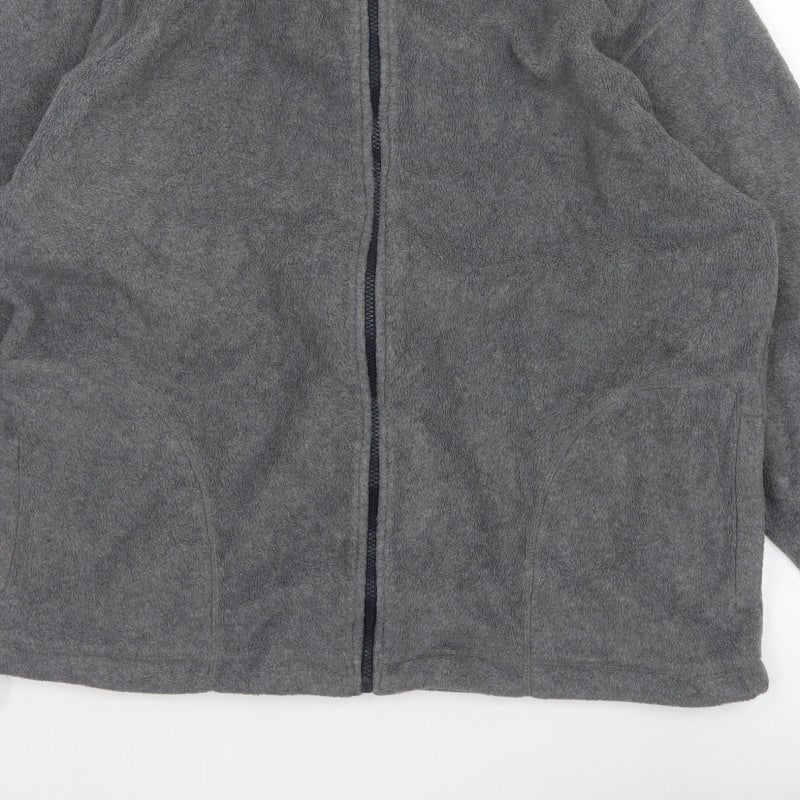 Marks & Spencer Men's Grey XL Fleece Full Zip Basic Jacket Stand Collar