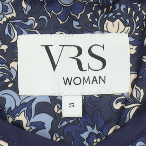 VRS Woman Women's Blue Floral Quilted Jacket Size S Button Padded