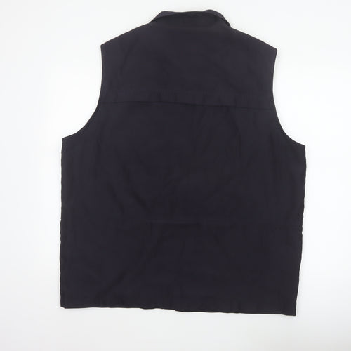 Mian Men’s Black XL Utility Waistcoat Zip Pocket Stand Collar