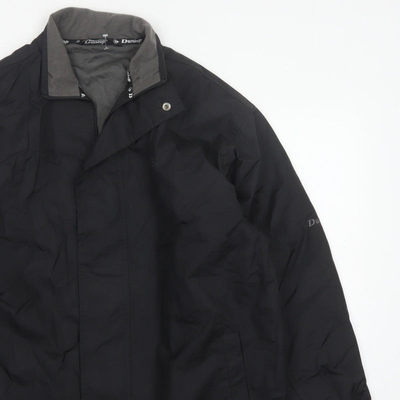 Dunlop Men’s Black L Windbreaker Jacket Full Zip Logo Lined