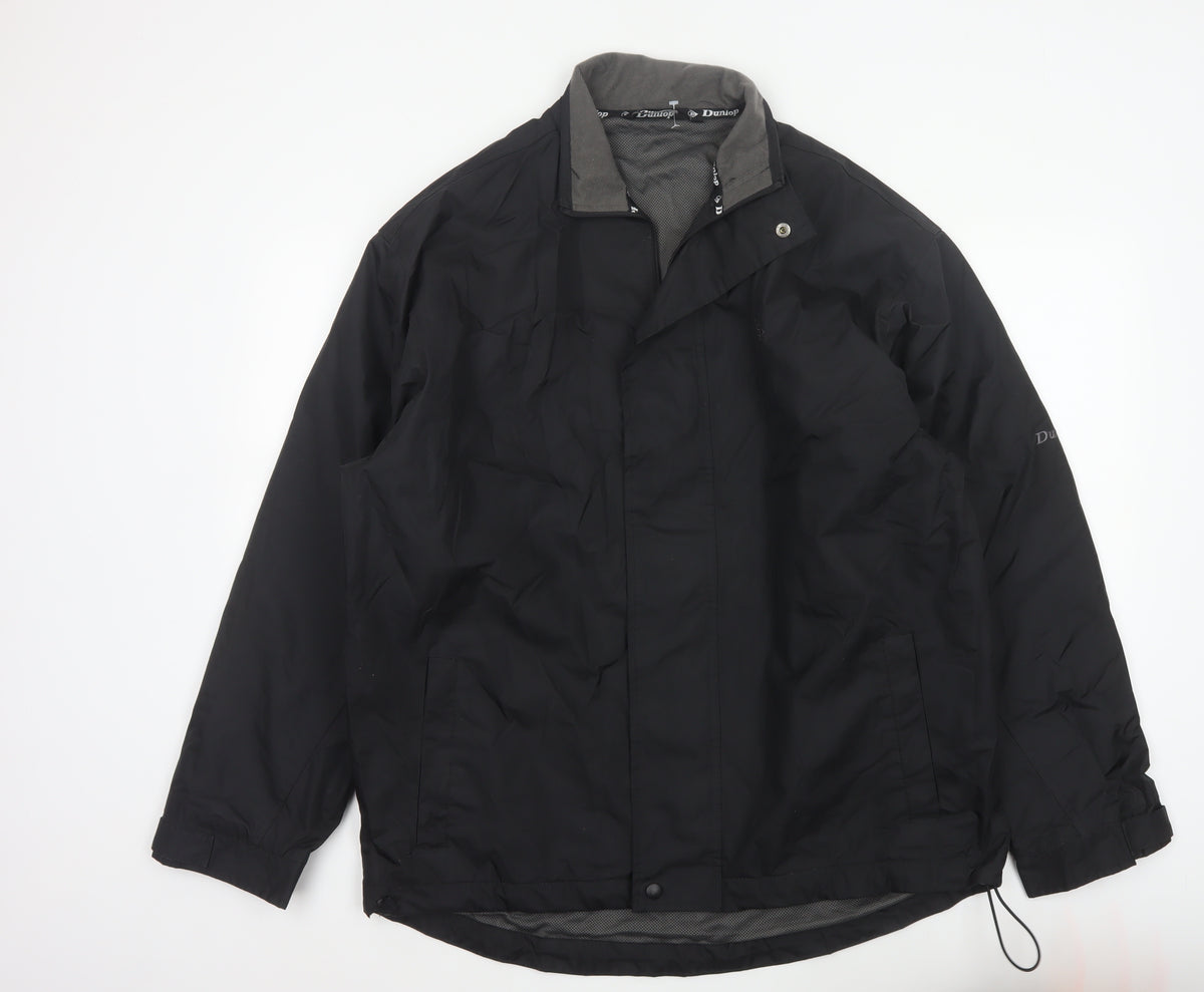 Dunlop Men’s Black L Windbreaker Jacket Full Zip Logo Lined