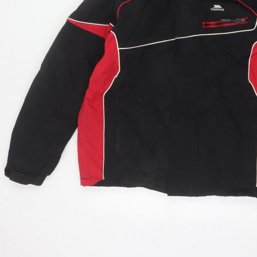 Trespass Men’s Black Red S Hooded Waterproof Ski Windbreaker Jacket
