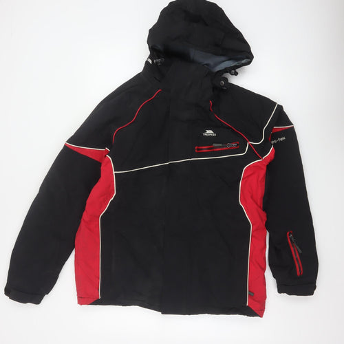 Trespass Men’s Black Red S Hooded Waterproof Ski Windbreaker Jacket