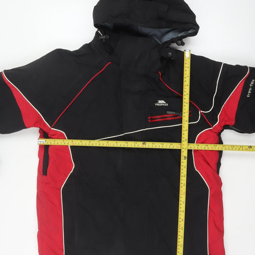 Trespass Men’s Black Red S Hooded Waterproof Ski Windbreaker Jacket