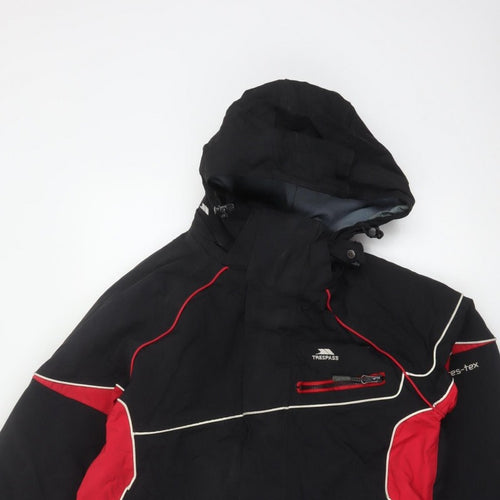 Trespass Men’s Black Red S Hooded Waterproof Ski Windbreaker Jacket