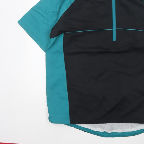 Palm Grove Mens Blue Black M Golf 1/4 Zip Colourblock Pullover