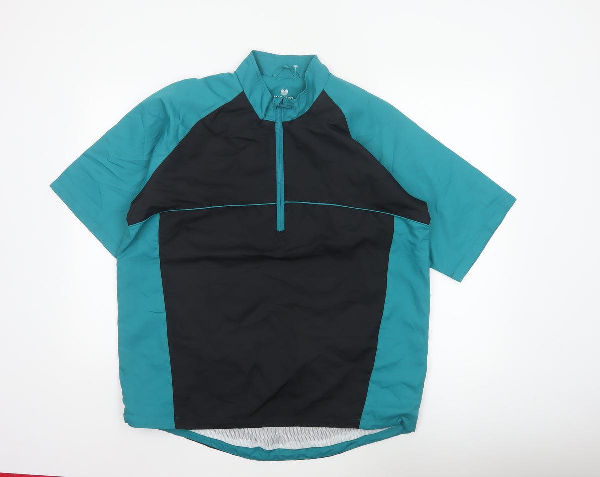 Palm Grove Mens Blue Black M Golf 1/4 Zip Colourblock Pullover