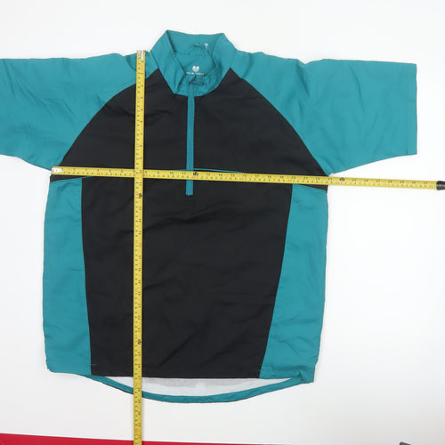 Palm Grove Mens Blue Black M Golf 1/4 Zip Colourblock Pullover