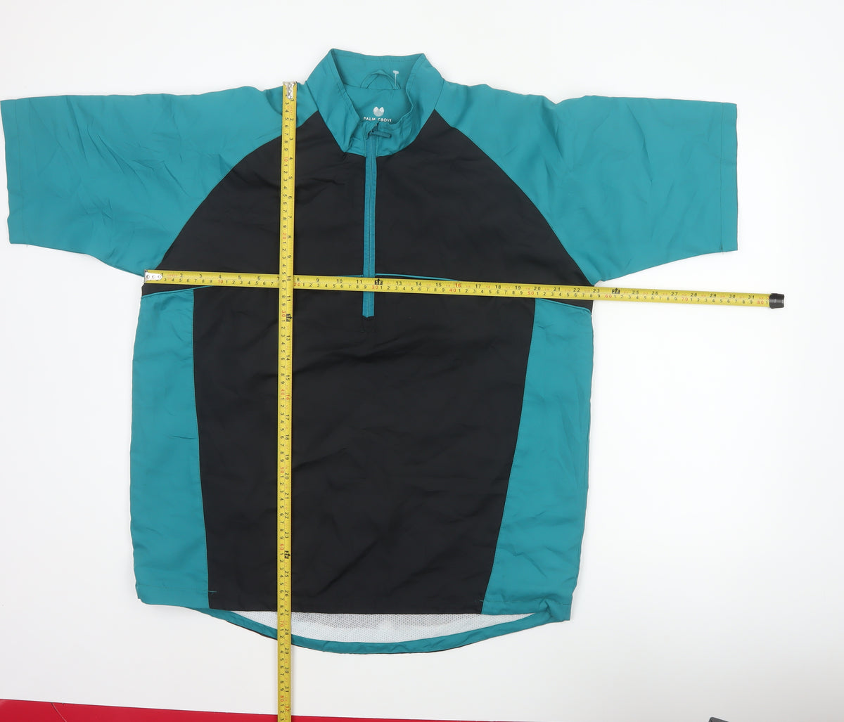 Palm Grove Mens Blue Black M Golf 1/4 Zip Colourblock Pullover
