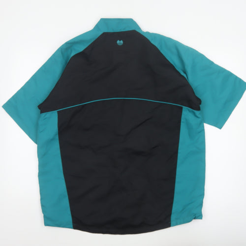 Palm Grove Mens Blue Black M Golf 1/4 Zip Colourblock Pullover