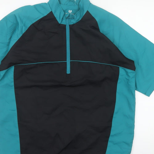 Palm Grove Mens Blue Black M Golf 1/4 Zip Colourblock Pullover