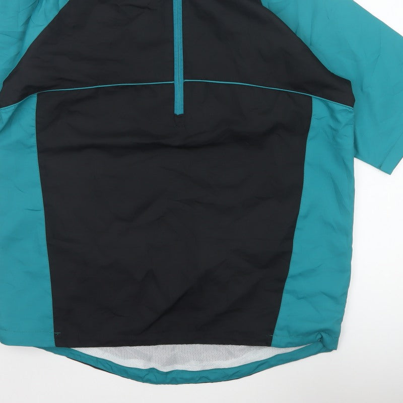 Palm Grove Mens Blue Black M Golf 1/4 Zip Colourblock Pullover