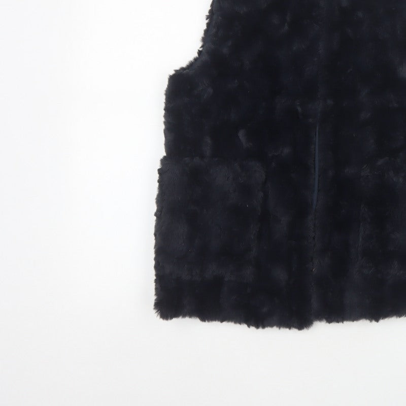 Zara Girls Black Basic Jacket 11-12 Years Faux Fur Lined Waistcoat