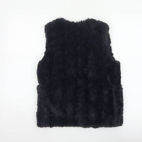 Zara Girls Black Basic Jacket 11-12 Years Faux Fur Lined Waistcoat