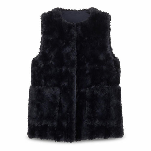 Zara Girls Black Basic Jacket 11-12 Years Faux Fur Lined Waistcoat