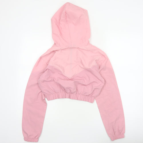 Boohoo Women Pink UK 10 Hooded 1/4 Zip Cropped Pullover Hoodie