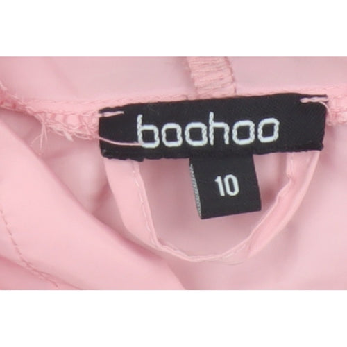 Boohoo Women Pink UK 10 Hooded 1/4 Zip Cropped Pullover Hoodie