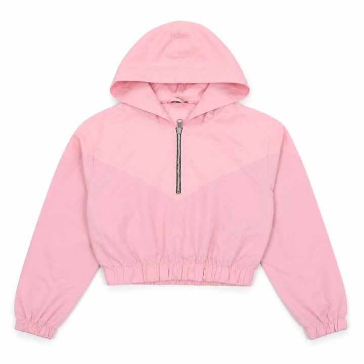 Boohoo Women Pink UK 10 Hooded 1/4 Zip Cropped Pullover Hoodie