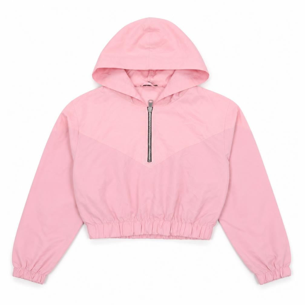 Boohoo Women Pink UK 10 Hooded 1/4 Zip Cropped Pullover Hoodie
